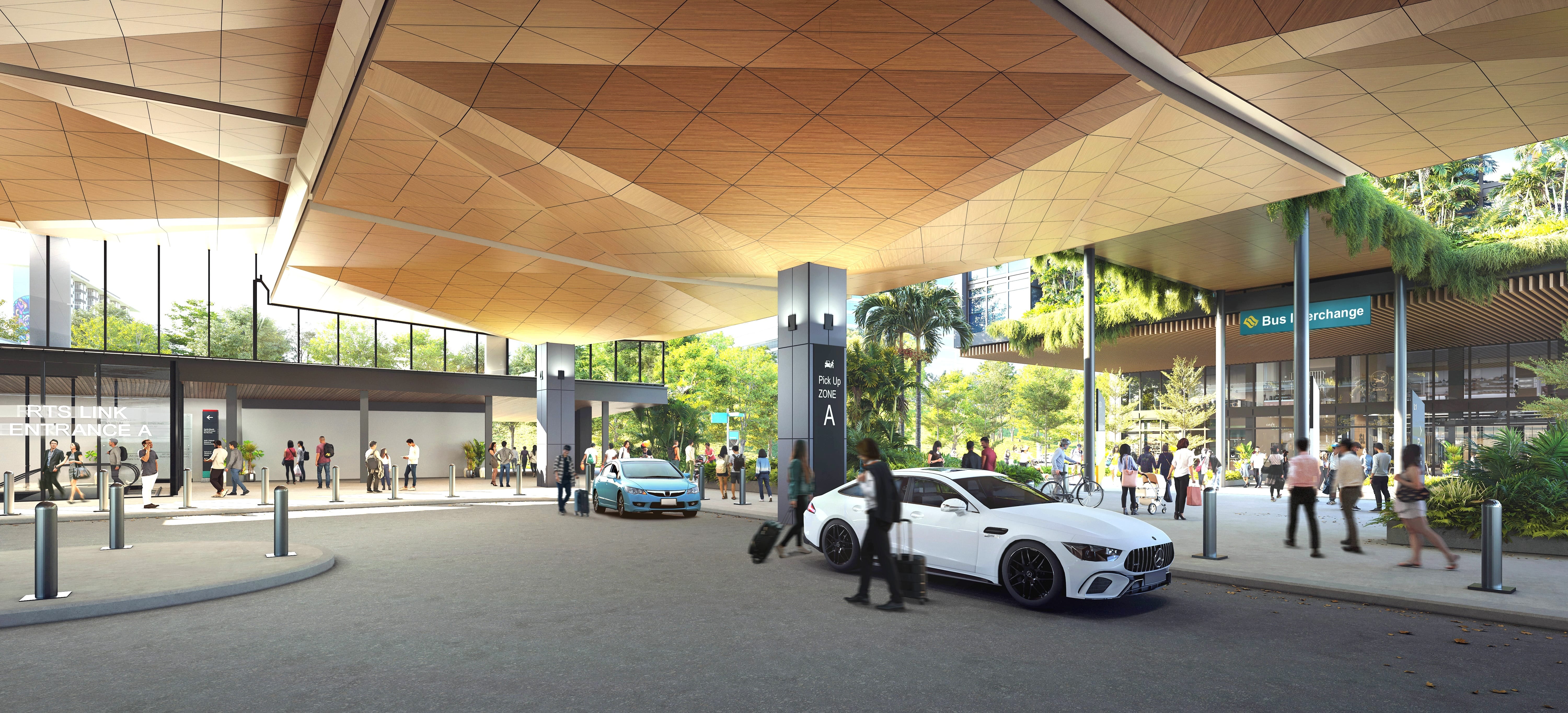 Render of drop off point at future Multimodal Transport Hub